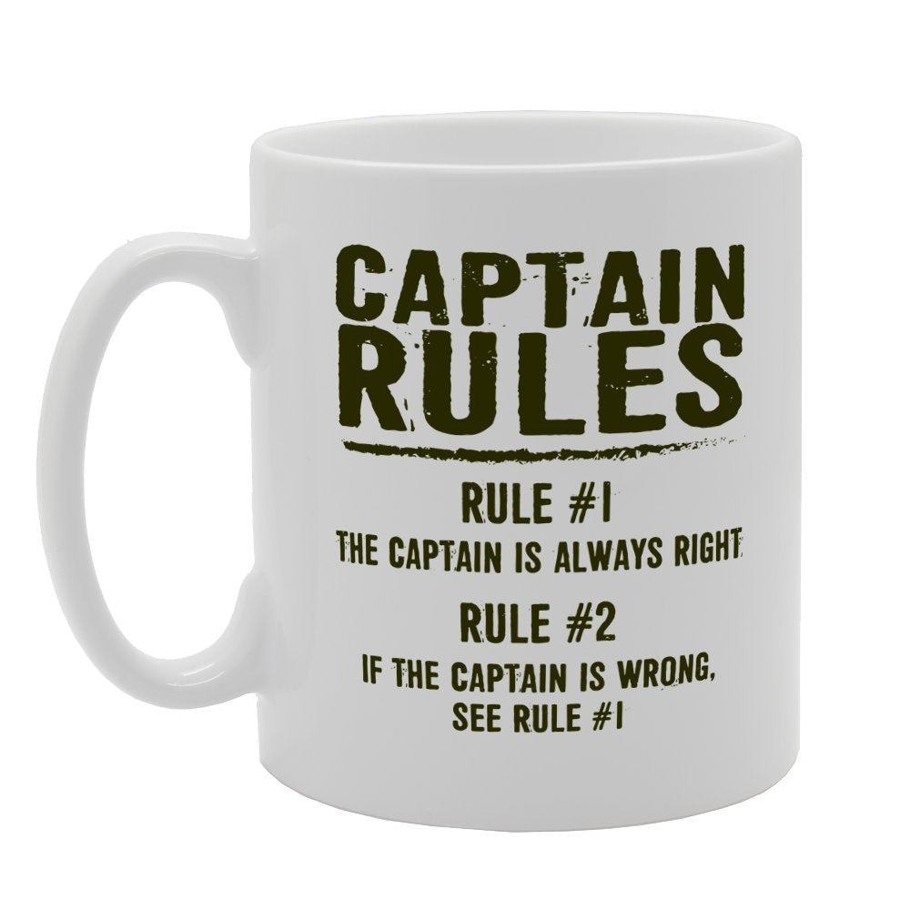 Funny Realistic Captain Rule No 1 2 And 3   Printed Tea Coffee Ceramic  Mg1868 - Funny Printed Coffee Mug - Great Gift Idea