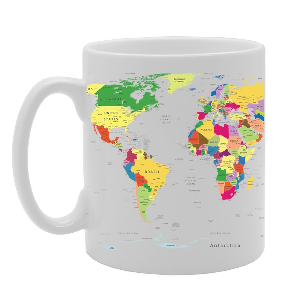 World Map   Printed Tea Coffee Ceramic  Mg2303 - Funny Printed Coffee Mug - Great Gift Idea