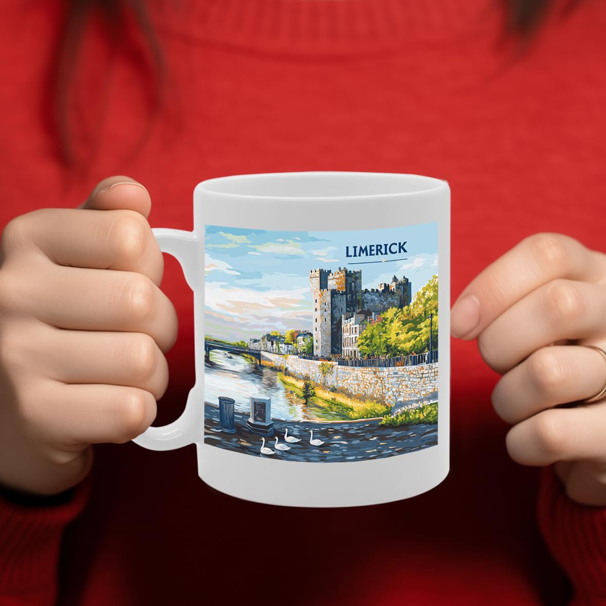 Printed Coffee Ceramic  Featuring Cities And Landmarks In United Kingdom (Limerick) - Funny Printed Coffee Mug - Great Gift Idea