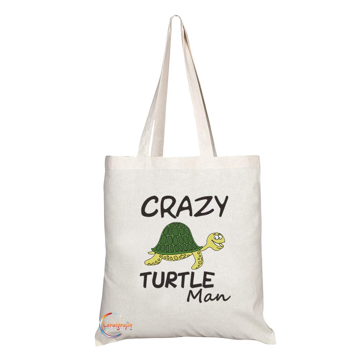 TB692 CRAZY TURTLE Man Novelty Present Gift Printed Eco-Friendly Stylish Long Handled Tote Shoulder Bag