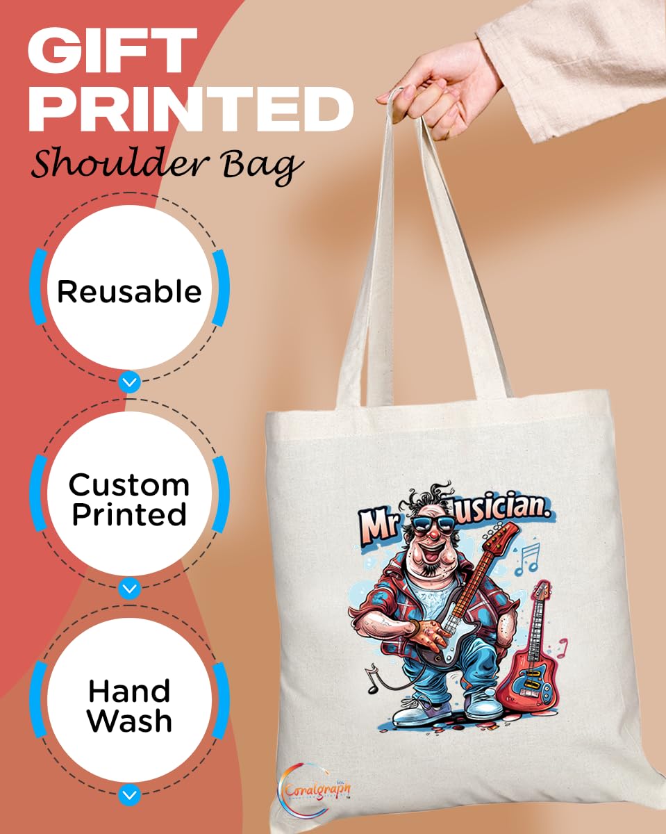 TB1987 Mr Musician Tote Bag - Ideal for Musicians, Music Lovers, and Band Members - Tote Bag with Artistic Design