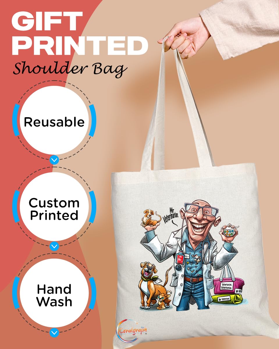 TB1855 Mr Veterinarian Tote Bag - Gift for Veterinarians, Animal Lovers, Pet Care Professionals - Durable, Stylish, Eco-Friendly, Reusable, Spacious, and Lightweight