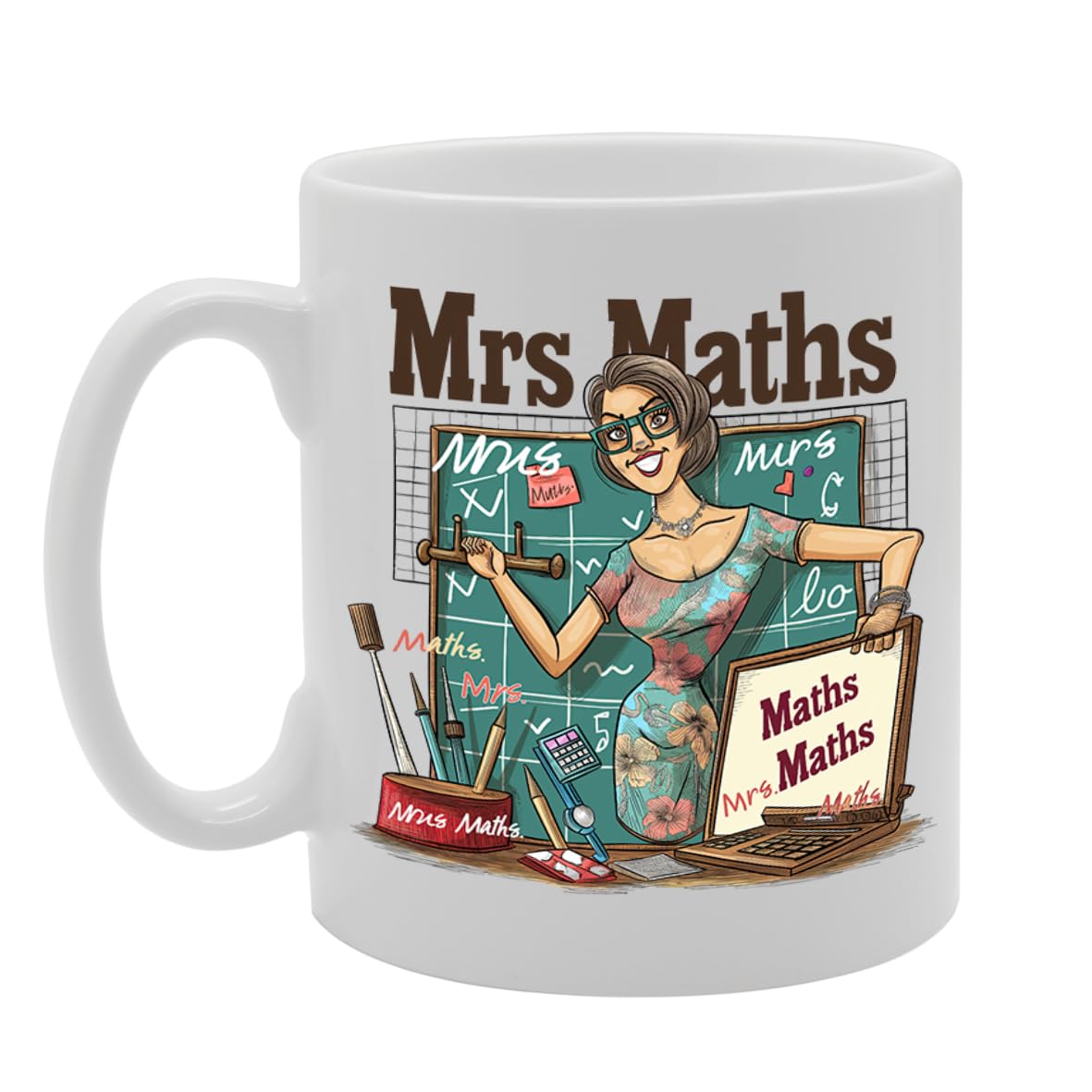 Mrs Maths  - Designed For Math Teachers, Educators, Math Enthusiasts, Durable Ceramic, Dishwasher Safe Mg6018 - Funny Printed Coffee Mug - Great Gift Idea