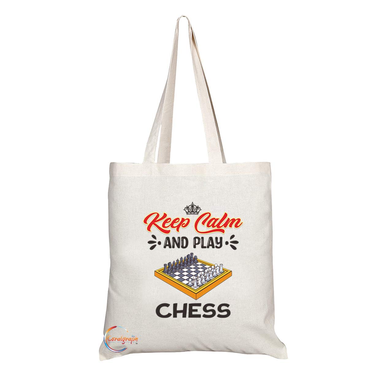 TB1073 Keep Calm and Play Chess Novelty Present Gift Printed Eco-Friendly Stylish Long Handled Tote Shoulder Bag