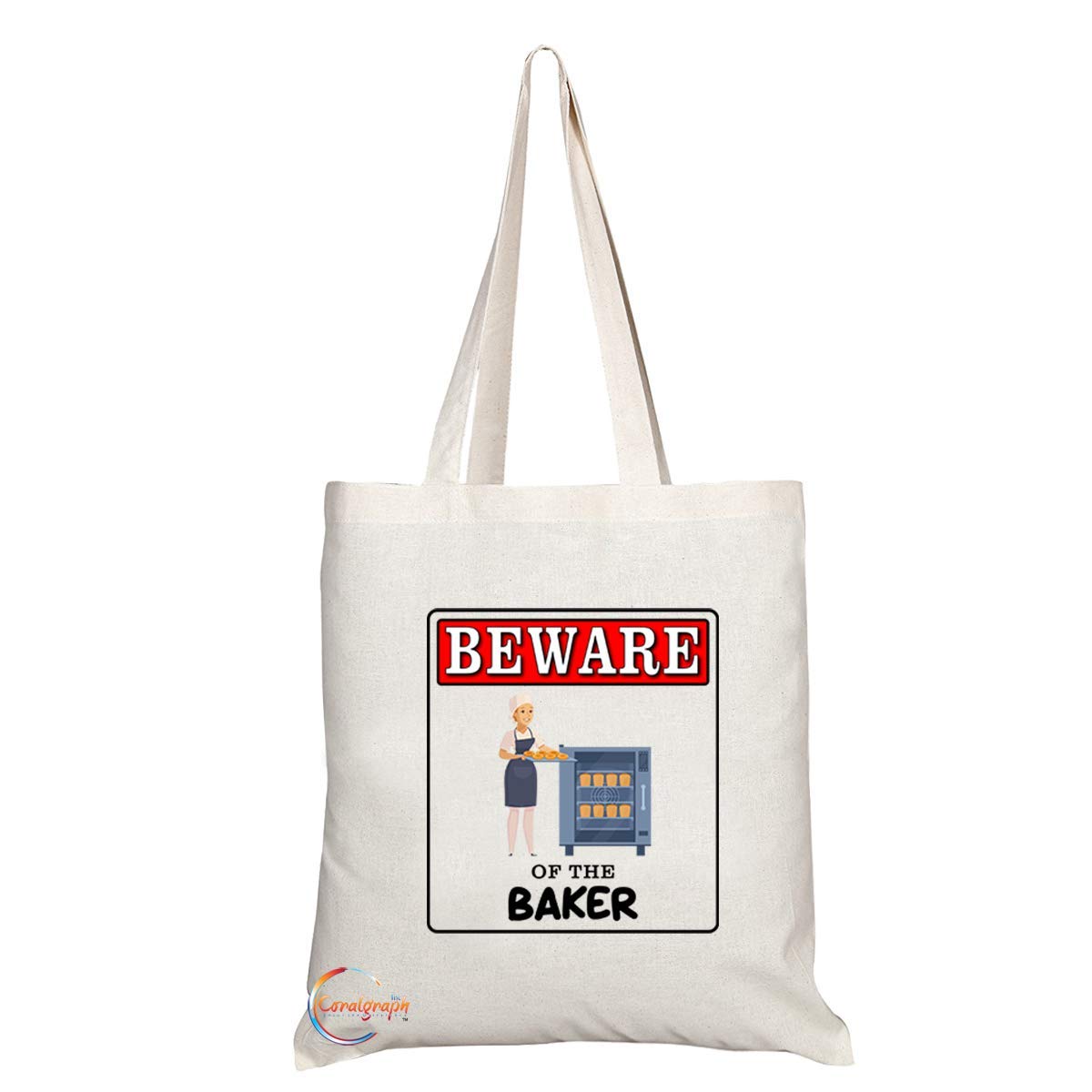 TB943 Beware of the Baker Novelty Present Gift Printed Eco-Friendly Stylish Long Handled Tote Shoulder Bag