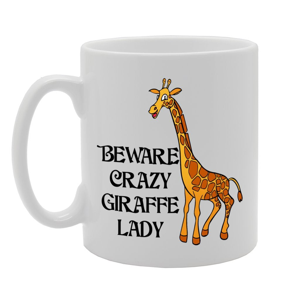 Beware Crazy Giraffe Lady   Printed Tea Coffee Ceramic  Mg1073 - Funny Printed Coffee Mug - Great Gift Idea