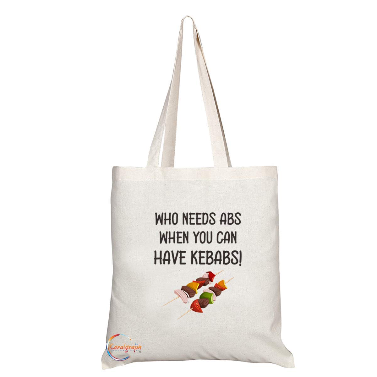 TB748 Who Needs Abs When You Can Have Kebabs Novelty Present Gift Printed Eco-Friendly Stylish Long Handled Tote Shoulder Bag