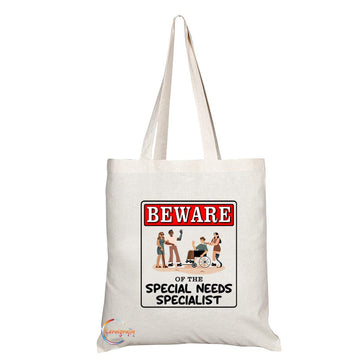 TB980 Beware of the Special Needs Specialist Novelty Present Gift Printed Eco-Friendly Stylish Long Handled Tote Shoulder Bag