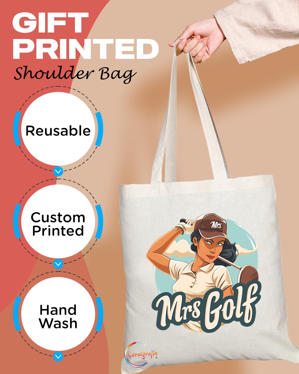 TB1788 Mrs Golf Tote Bag - Great for Female Golfers, Sports Enthusiasts, Golf Fans - Sustainable, Stylish, Long Handled, Durable and Reusable