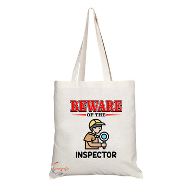 TB865 Beware of the Inspector Novelty Present Gift Printed Eco-Friendly Stylish Long Handled Tote Shoulder Bag
