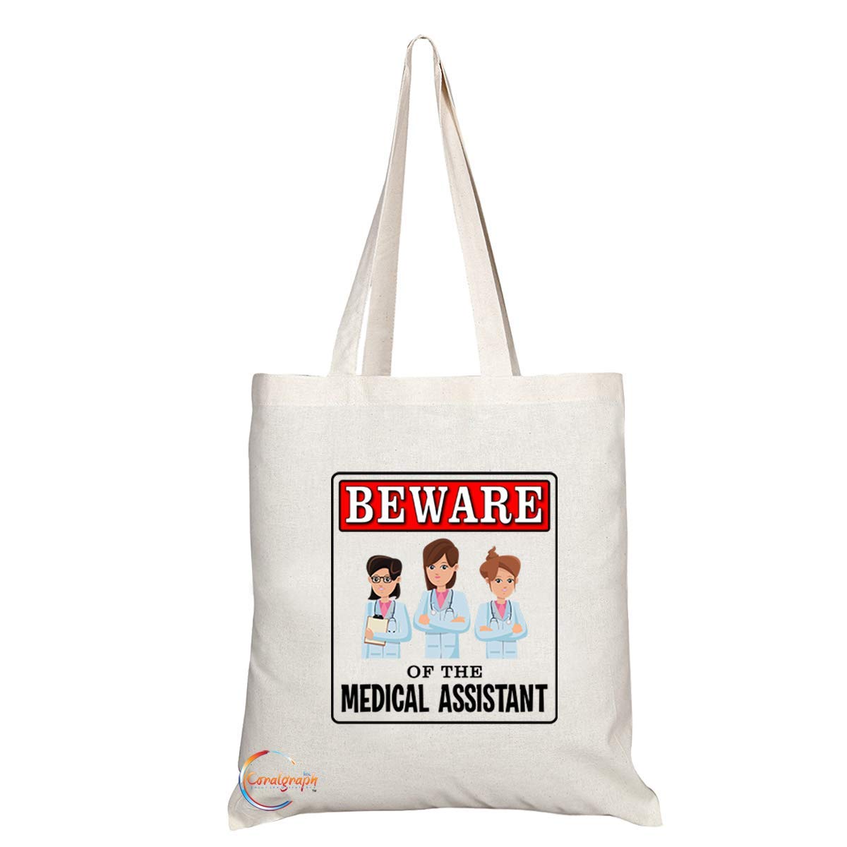 TB921 Beware of the Medical Assistant Novelty Present Gift Printed Eco-Friendly Stylish Long Handled Tote Shoulder Bag