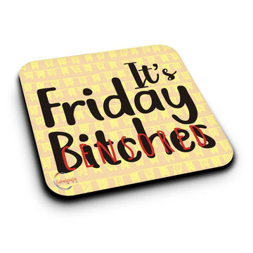ER114 It's Friday Bitches CENSORED Novelty Present Gift Printed MDF Wooden Coaster