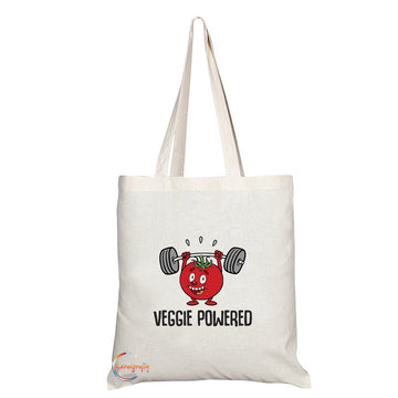 TB189 VEGGIE POWERED Novelty Present Gift Printed Eco-Friendly Stylish Long Handled Tote Shoulder Bag