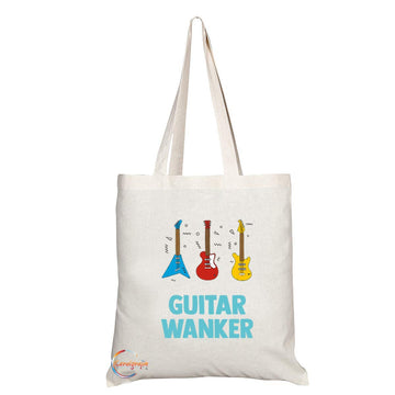 TB706 Guitar Wanker Novelty Present Gift Printed Eco-Friendly Stylish Long Handled Tote Shoulder Bag
