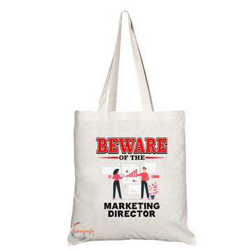 TB876 Beware of the Marketing Director Novelty Present Gift Printed Eco-Friendly Stylish Long Handled Tote Shoulder Bag