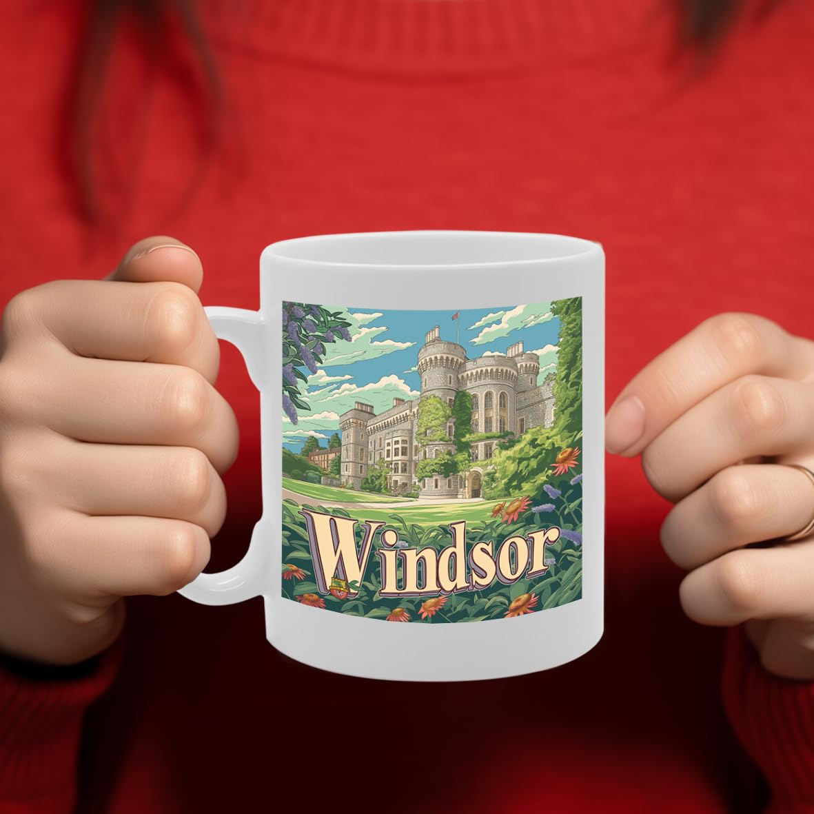Printed Coffee Ceramic  Featuring Cities And Landmarks In United Kingdom (Windsor) - Funny Printed Coffee Mug - Great Gift Idea