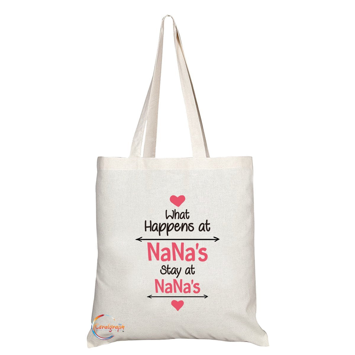 TB212 What Happens At NaNa’s Stay at NaNa’s Novelty Present Gift Printed Eco-Friendly Stylish Long Handled Tote Shoulder Bag