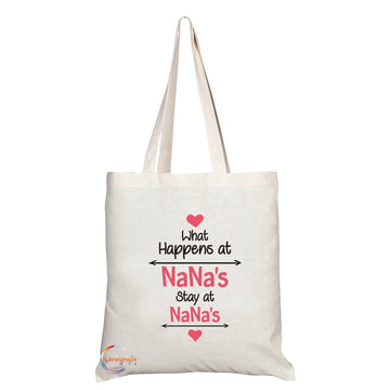 TB212 What Happens At NaNa’s Stay at NaNa’s Novelty Present Gift Printed Eco-Friendly Stylish Long Handled Tote Shoulder Bag