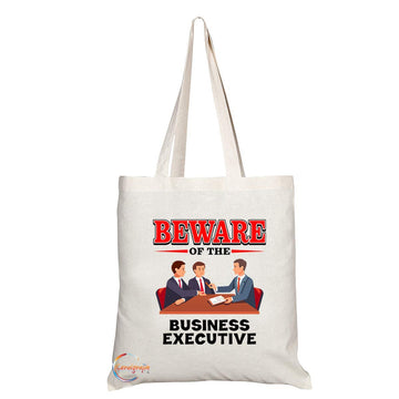 TB872 Beware of the Business Executive Novelty Present Gift Printed Eco-Friendly Stylish Long Handled Tote Shoulder Bag