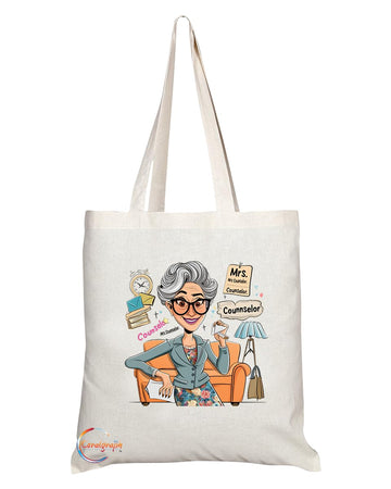TB1876 Mrs Counselor Tote Bag - Gift for Female Counselors, Therapists, Guidance Professionals - Durable, Stylish, Eco-Friendly, Reusable, Spacious, and Lightweight