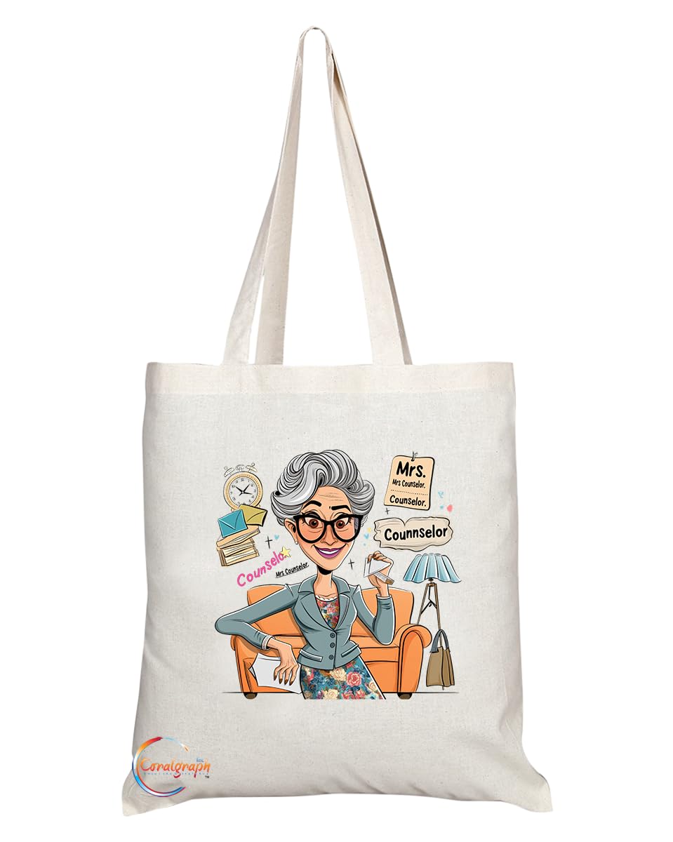 TB1876 Mrs Counselor Tote Bag - Gift for Female Counselors, Therapists, Guidance Professionals - Durable, Stylish, Eco-Friendly, Reusable, Spacious, and Lightweight