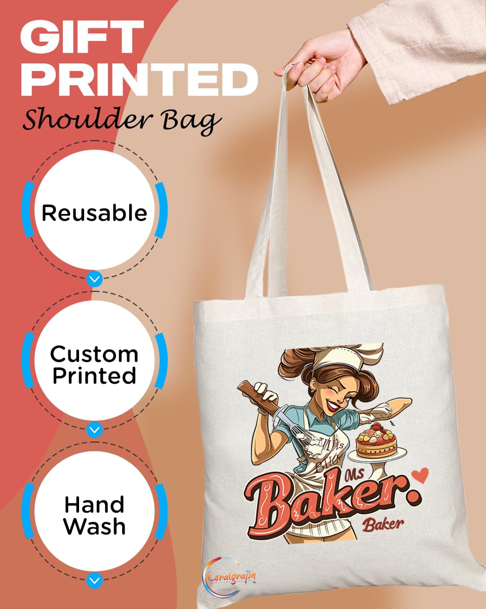 TB1860 Ms Baker Tote Bag - Gift for Female Bakers, Pastry Chefs, Baking Enthusiasts - Durable, Stylish, Eco-Friendly, Reusable, Spacious, and Lightweight