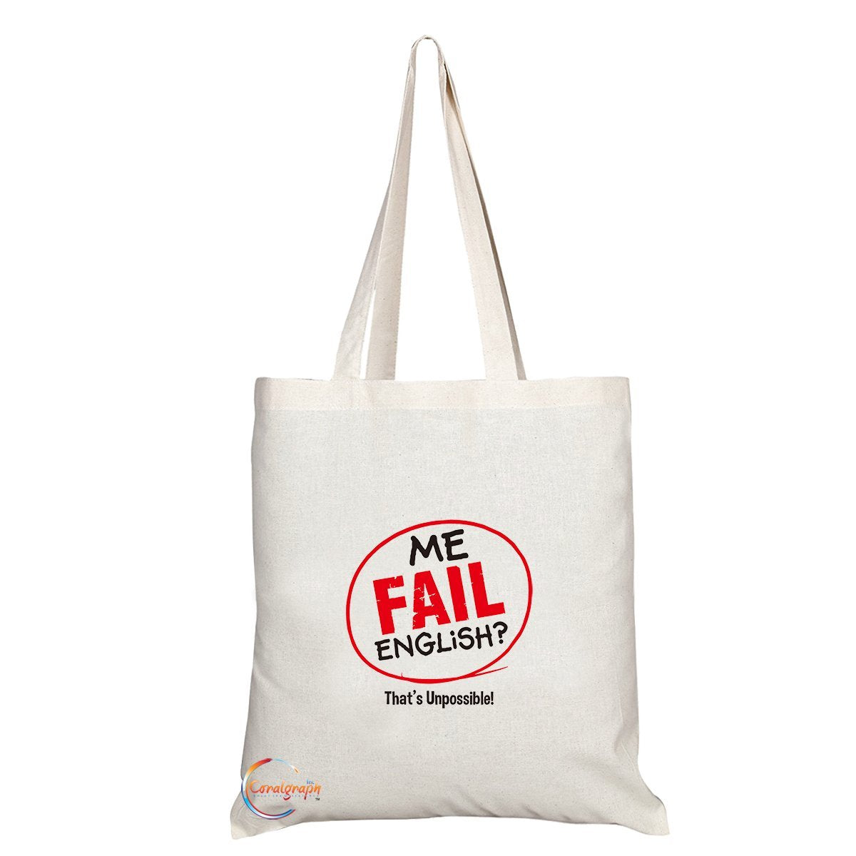 TB128 ME FAIL ENGLISH? That's Unpossible! Novelty Present Gift Printed Eco-Friendly Stylish Long Handled Tote Shoulder Bag