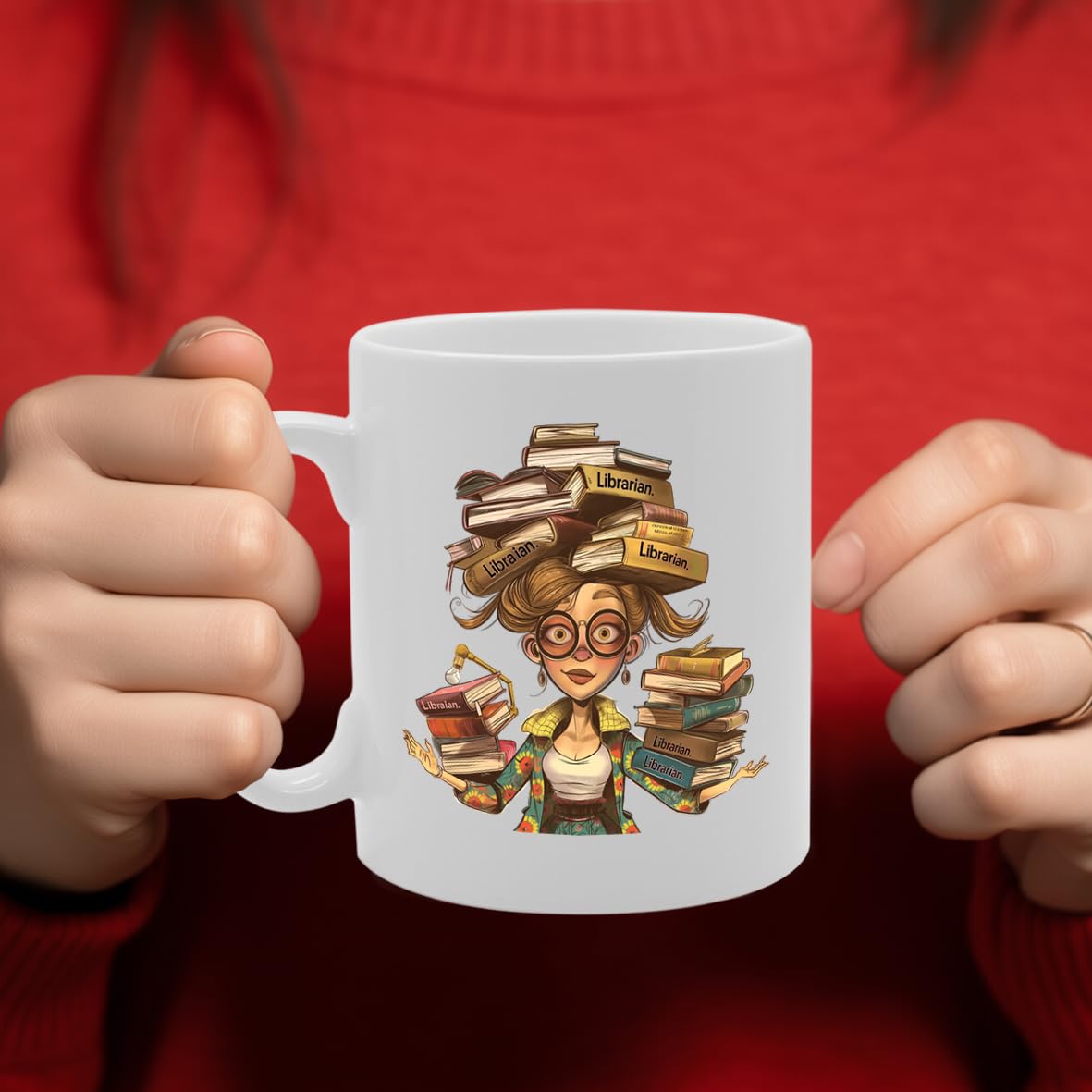 Ms Librarian Souvenir  – Depicting A Knowledgeable Librarian With Books – Memory Keepsake For Library And Book Lovers – Ms Librarian Memorabilia Mg6265 - Funny Printed Coffee Mug - Great Gift Idea