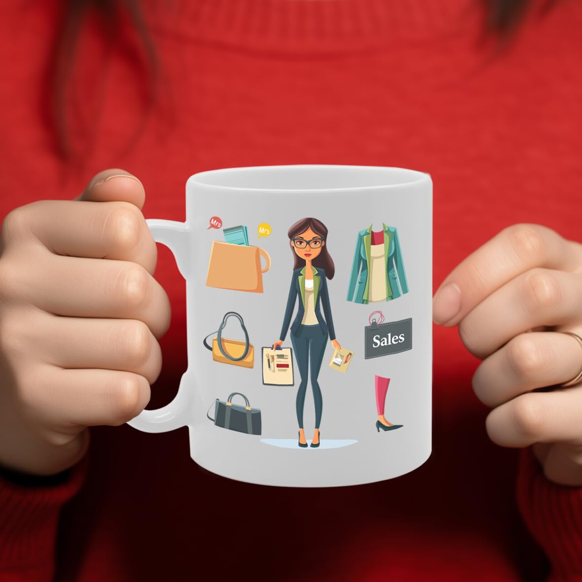 Mrs Sales  - Ideal For Sales Professionals And Business Enthusiasts, 11Oz Ceramic Coffee  For Saleswomen And Deal Closers Mg5985 - Funny Printed Coffee Mug - Great Gift Idea