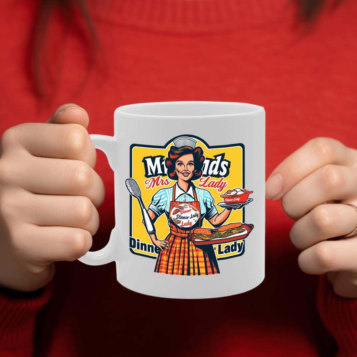 Mrs Dinner Lady  - Designed For School Cooks, Cafeteria Staff, Food Service Workers, Durable Ceramic, Dishwasher Safe Mg6015 - Funny Printed Coffee Mug - Great Gift Idea
