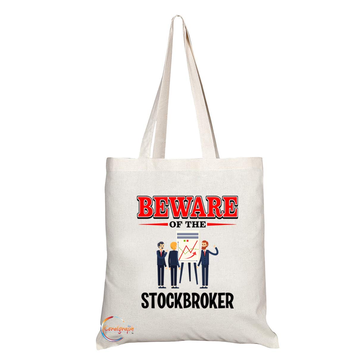 TB853 Beware of the Stockbroker Novelty Present Gift Printed Eco-Friendly Stylish Long Handled Tote Shoulder Bag