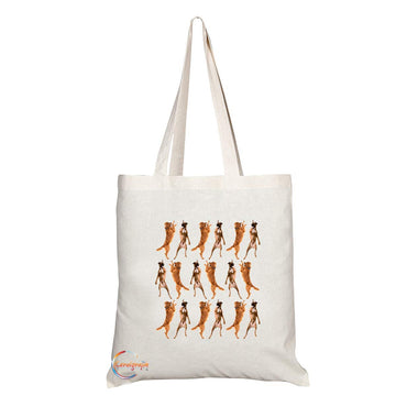 TB675 Jumping Dog Novelty Present Gift Printed Eco-Friendly Stylish Long Handled Tote Shoulder Bag