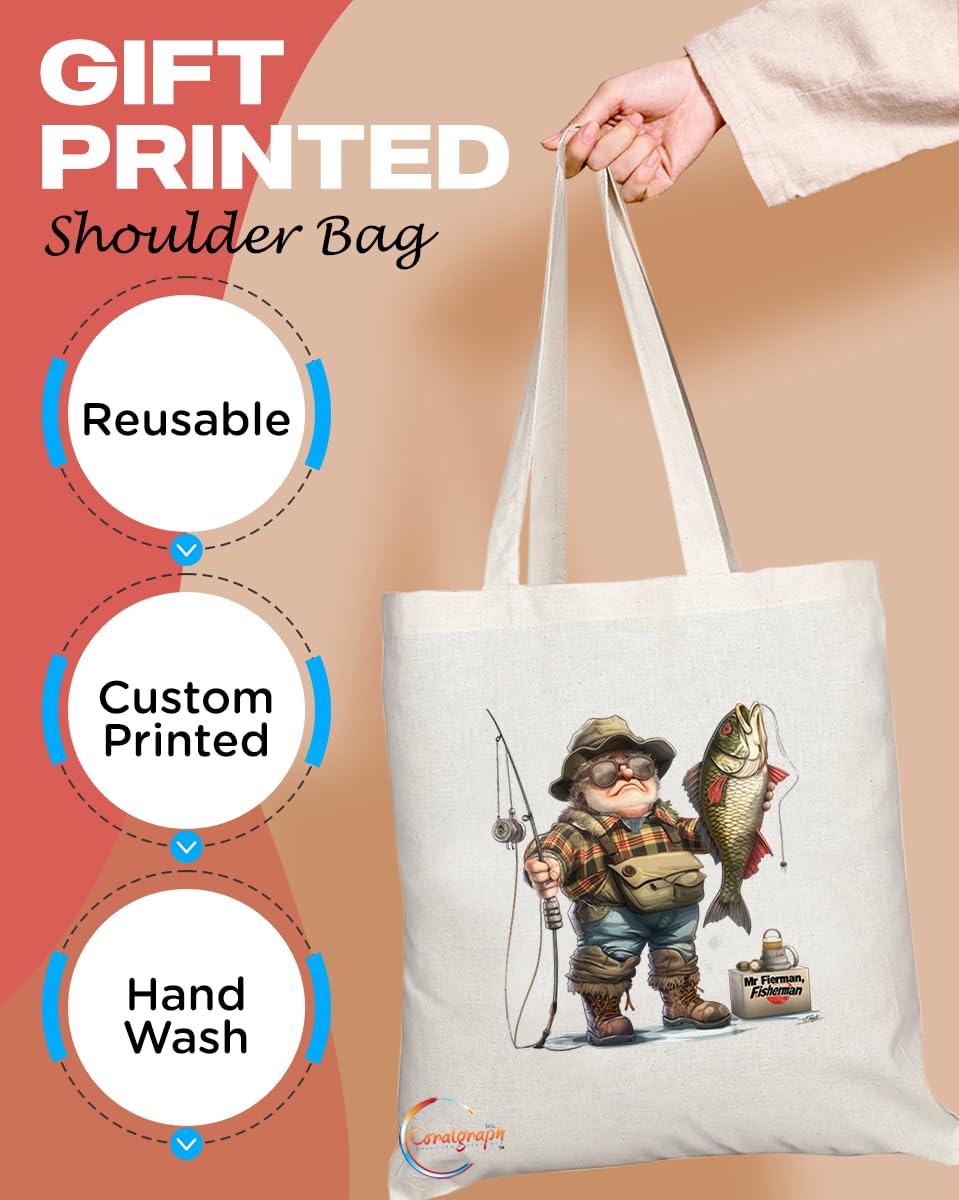 TB1996 Mr Fisherman Tote Bag - Ideal for Fishermen, Anglers, and Fishing Enthusiasts - Tote Bag with Relaxing Design