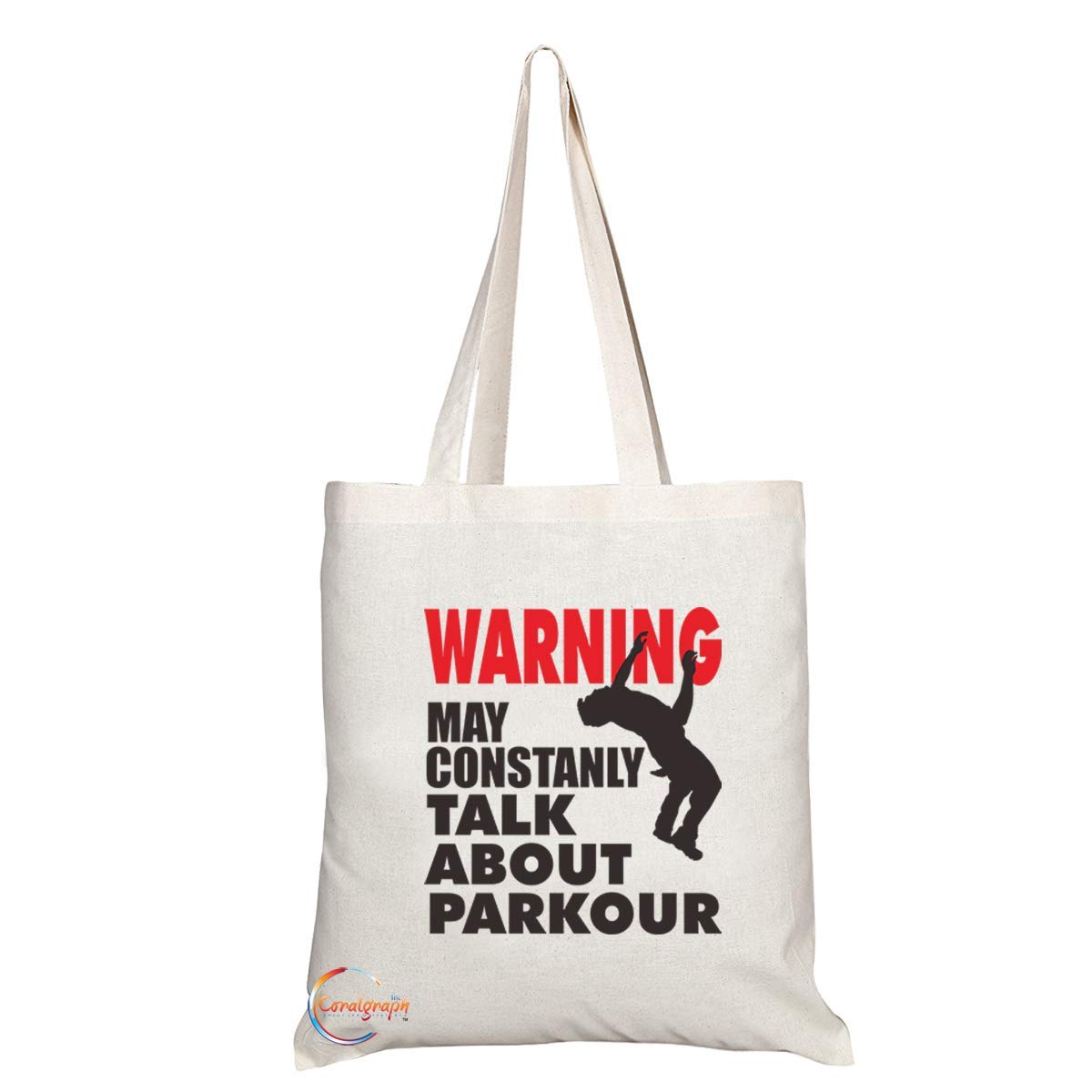 TB1100B Warning May Constantly Talk About Parkour Novelty Present Gift Printed Eco-Friendly Stylish Long Handled Tote Shoulder Bag