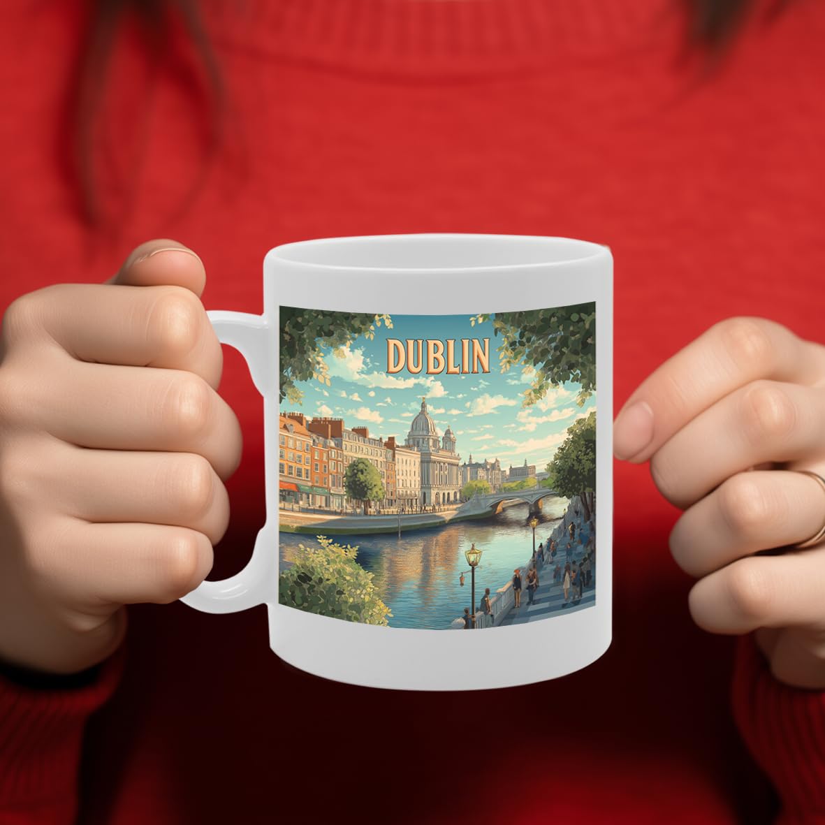 Printed Coffee Ceramic  Featuring Cities And Landmarks In United Kingdom (Dublin) - Funny Printed Coffee Mug - Great Gift Idea