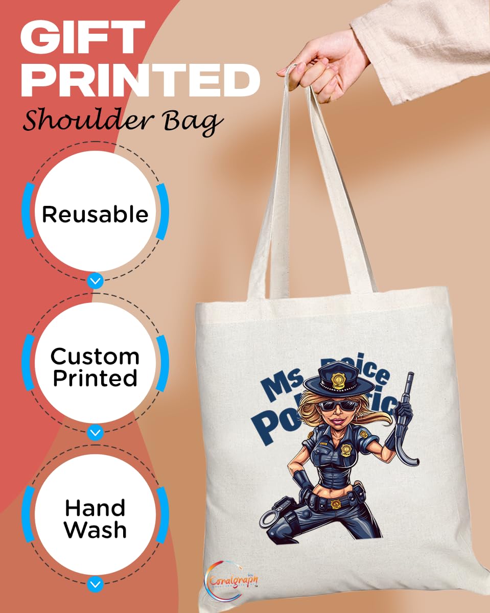 TB1967 Ms Police Tote Bag - Ideal for Female Police Officers, Law Enforcement, and Supporters - Tote Bag with Empowering Design