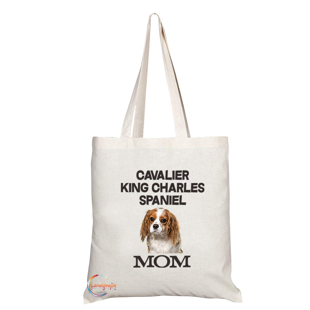 TB588 CAVALIER KING CHARLES SPANIEL MOM Novelty Present Gift Printed Eco-Friendly Stylish Long Handled Tote Shoulder Bag