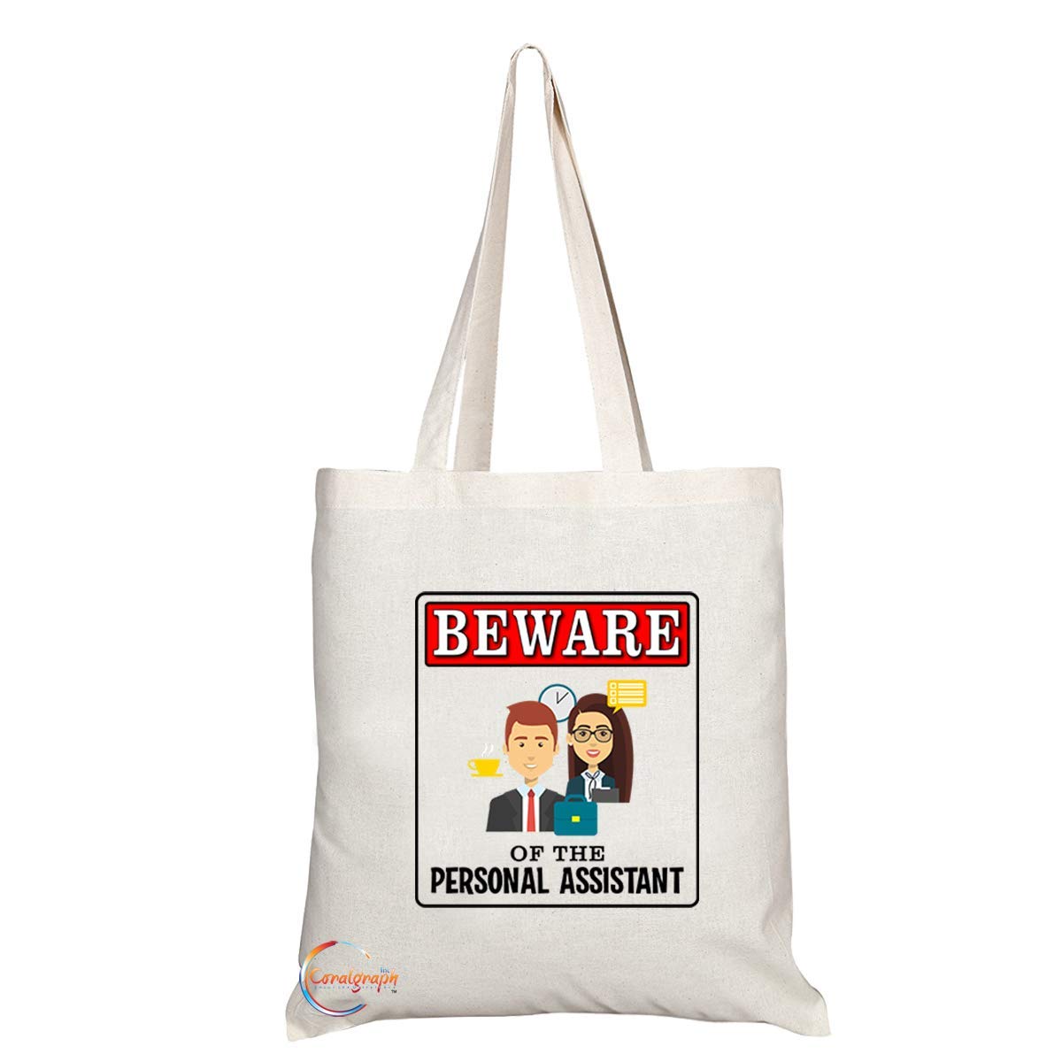 TB911 Beware of the Personal Assistant Novelty Present Gift Printed Eco-Friendly Stylish Long Handled Tote Shoulder Bag
