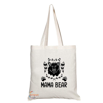 TB800 Mama Bear Animal Mothers Day Novelty Present Gift Printed Eco-Friendly Stylish Long Handled Tote Shoulder Bag