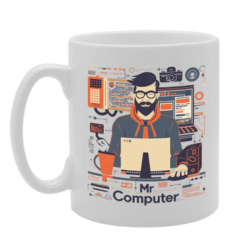 Mr Computer Programmer  - Ideal For Coders And Tech Enthusiasts, Unique Keyboard Handle Design, 11Oz Ceramic Coffee  For Programmers And It Professionals Mg5909 - Funny Printed Coffee Mug - Great Gift Idea