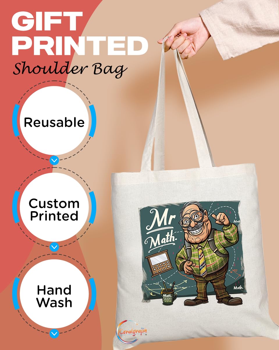 TB1818 Mr Math Tote Bag - Gift for Math Teachers, Educators, Math Enthusiasts - Durable, Stylish, Eco-Friendly, Reusable, Spacious, and Lightweight