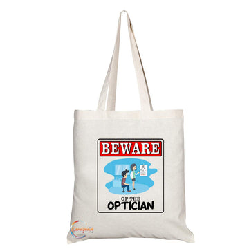 TB967 Beware of the Optician Novelty Present Gift Printed Eco-Friendly Stylish Long Handled Tote Shoulder Bag