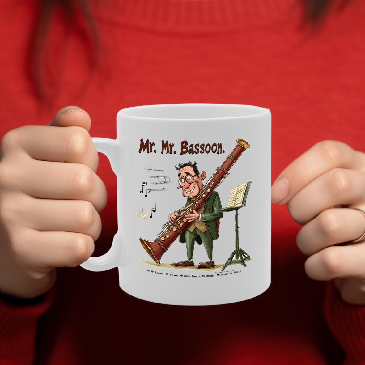 11Oz Ceramic  Mg6545 Featuring Mr Bassoon – For Musicians And Music Lovers - Funny Printed Coffee Mug - Great Gift Idea