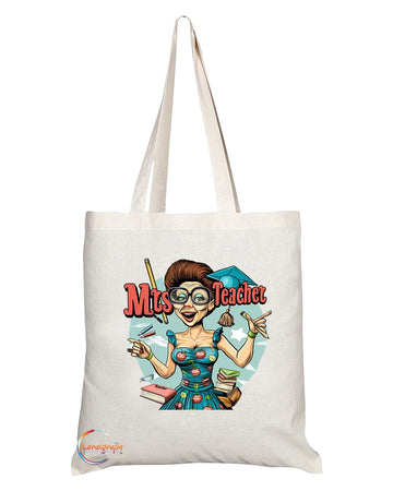 TB1812 Mrs Teacher Tote Bag - Gift for Female Teachers, Educators, School Staff - Durable, Stylish, Eco-Friendly, Reusable, Spacious, and Lightweight