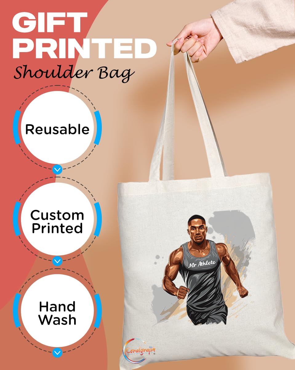 TB1786 Mr Athlete Tote Bag - Great for Athletes, Sports Enthusiasts, Fitness Lovers - Sustainable, Stylish, Long Handled, Durable and Reusable
