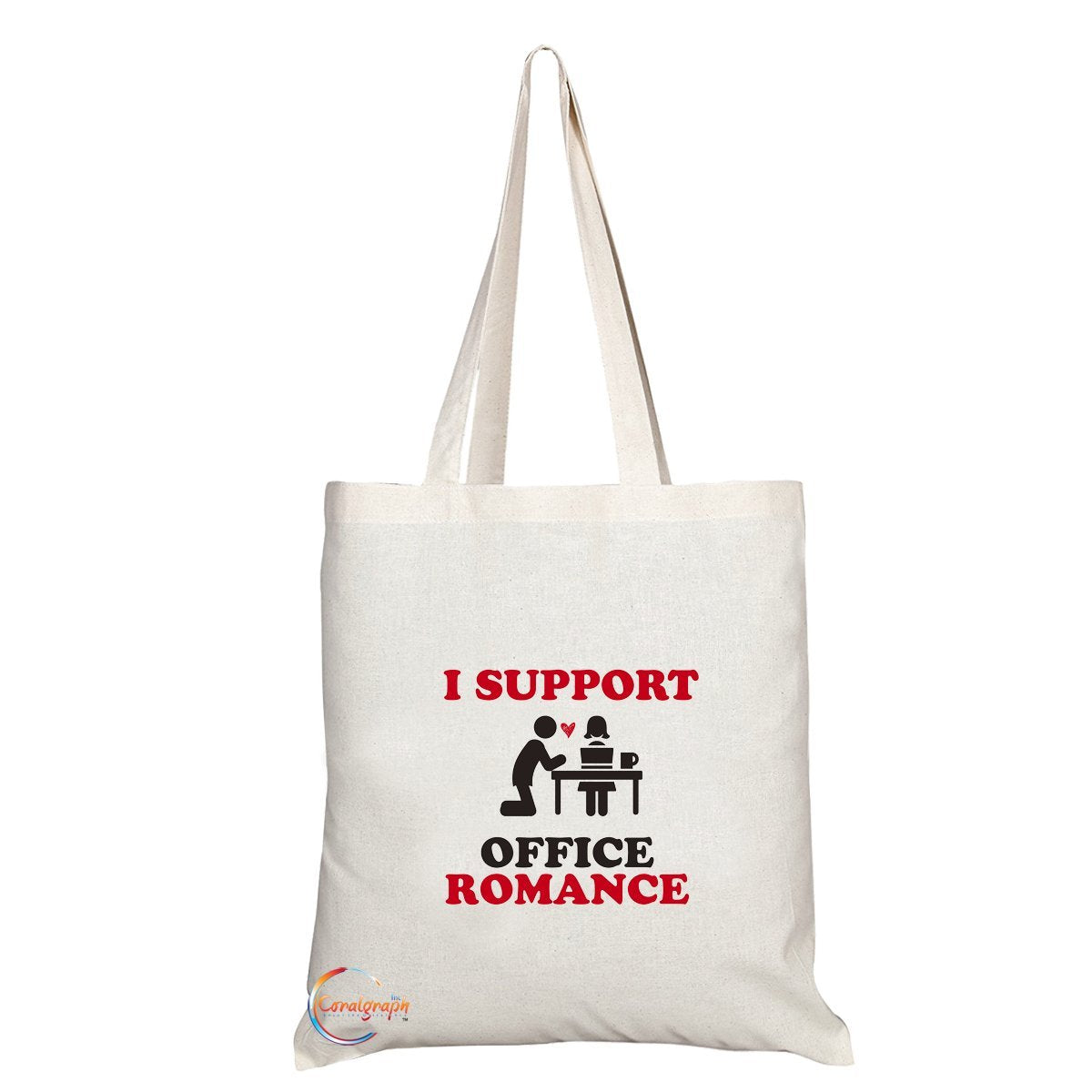 TB164 I SUPPORT OFFICE ROMANCE Novelty Present Gift Printed Eco-Friendly Stylish Long Handled Tote Shoulder Bag