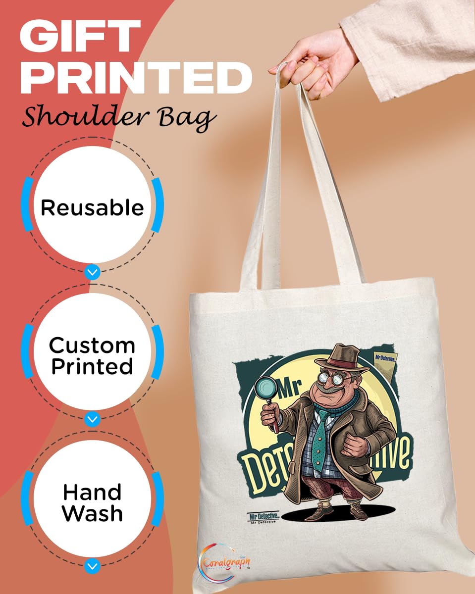 TB1877 Mr Detective Tote Bag - Great Gift for Detectives, Investigators, Crime Enthusiasts - Durable, Stylish, Eco-Friendly, Reusable, Spacious, and Lightweight