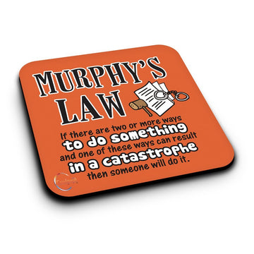ER360 MURPHY'S LAW of Doing Something Novelty Present Gift Printed MDF Wooden Coaster
