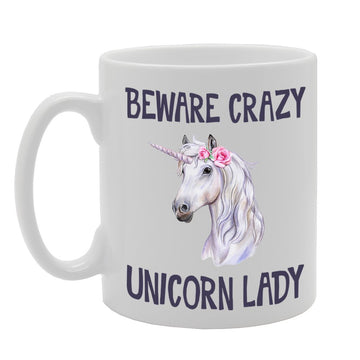 Beware Crazy Unicorn Lady   Printed Tea Coffee Ceramic  Mg4303 - Funny Printed Coffee Mug - Great Gift Idea