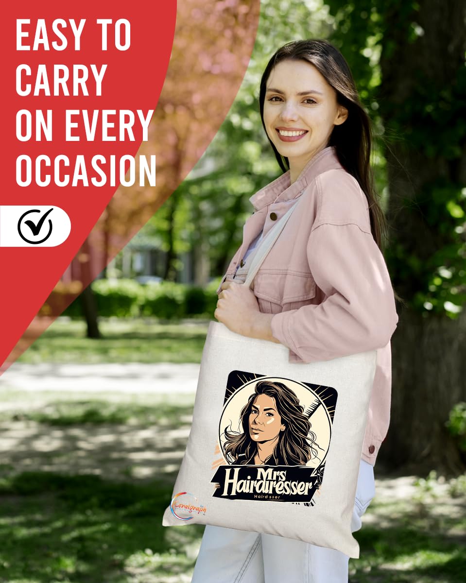 TB1742 Mrs Hairdresser Tote Bag - Great for Hairdressers, Stylists, Salon Professionals - Sustainable, Stylish, Long Handled, Durable and Reusable